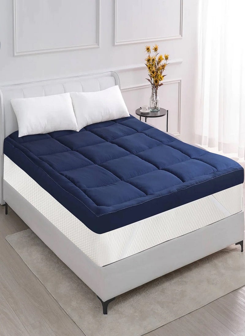 Blueberry Top Quality Box Stiched Cotton Mattress Topper With 4 Corner Elastic 6cm Thickness 160x200cm - Image 1