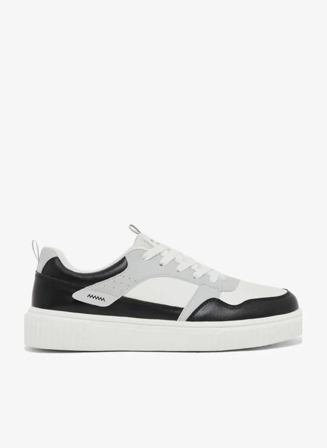 Styli Active Color Black Platform Sole Lace Up Sneakers