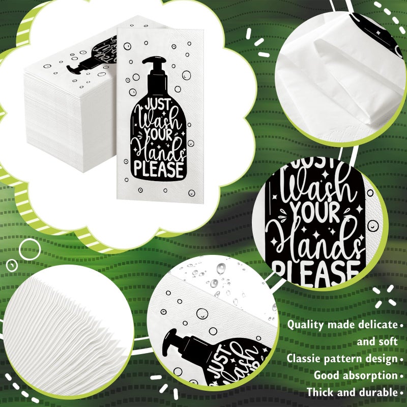 Yexiya 300 Pcs Paper Guest Towels Disposable Hand Towels Bathroom Guest Napkins Disposable Decorative Bathroom Napkins for Powder Room Wedding Holiday Birthday Baby Bridal Shower (White Black) - Image 5