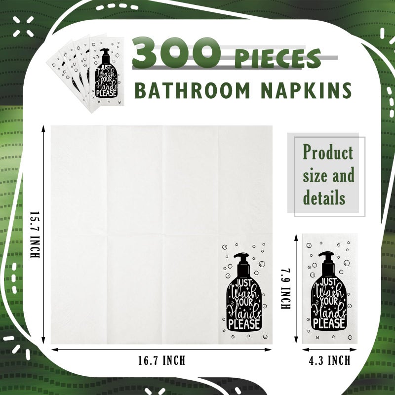 Yexiya 300 Pcs Paper Guest Towels Disposable Hand Towels Bathroom Guest Napkins Disposable Decorative Bathroom Napkins for Powder Room Wedding Holiday Birthday Baby Bridal Shower (White Black) - Image 3