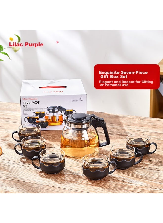 Lilac Tea Set, Complete Glass Teacups And Teapot Set, Home And Office Use, Tea-water Separation Pot, Tea Brewing Pot, Gift Box, Kung Fu Tea Set - Image 1