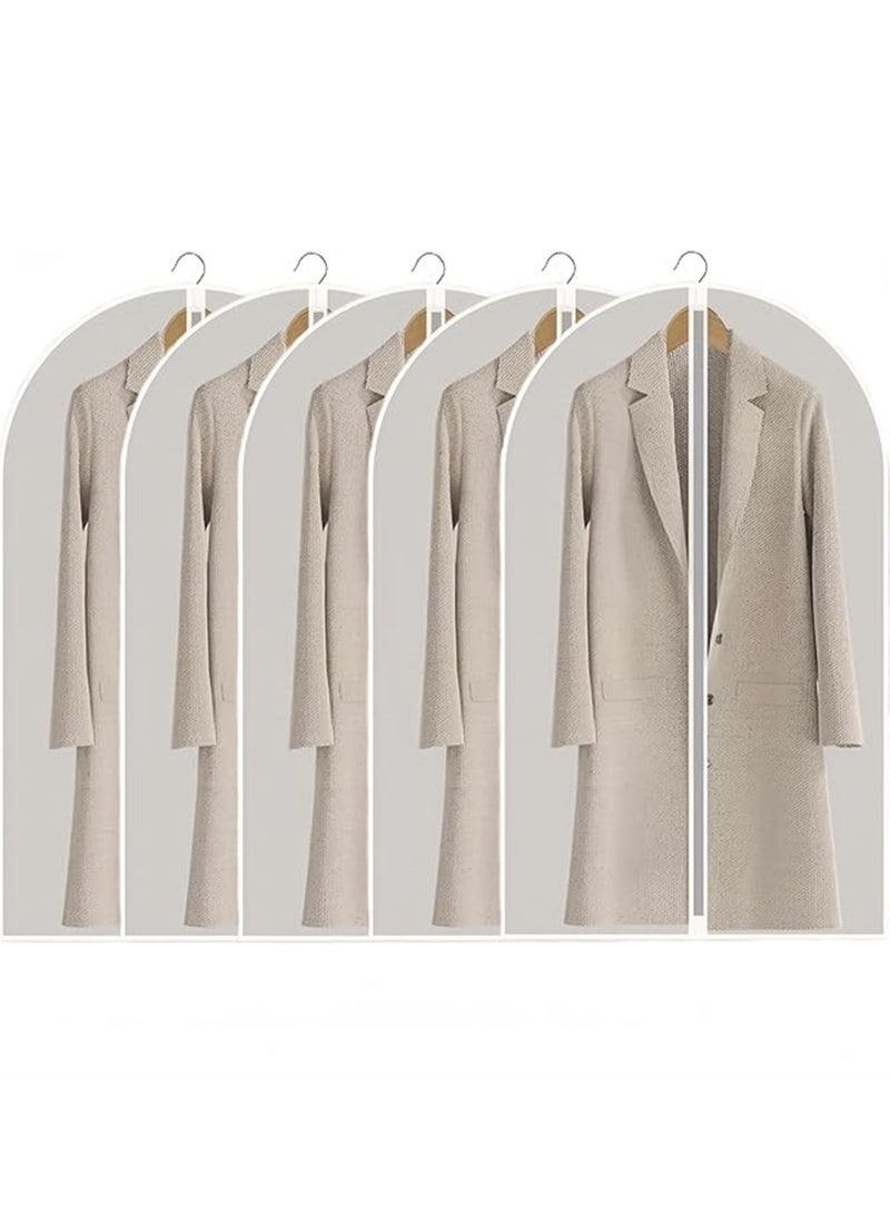 5 Pack Clothes Dust Cover, Hanging Closet Organizers Garment Bags Dust Bags Dress Protector Zippered Suit Covers, Plastic Dust proof Suit Case for Coats Jackets Dresses Dress Shirts Trousers for Storage and Travel (5Pcs, 60cm * 120cm)  - Image 1
