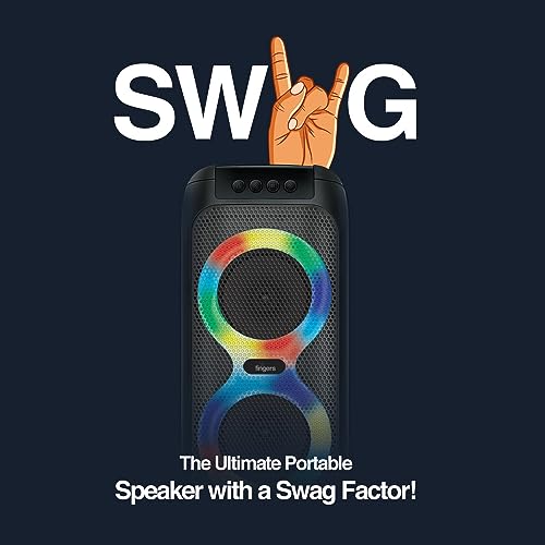 FINGERS Swag5 Bluetooth Portable Speaker (with RGB Lights, 10 W Deep Bass, FM, USB, MicroSD, AUX, Mic in (6.35 mm), Multi-Point Technology, Provisional Slot for Wired/Wireless Mic) - Image 3