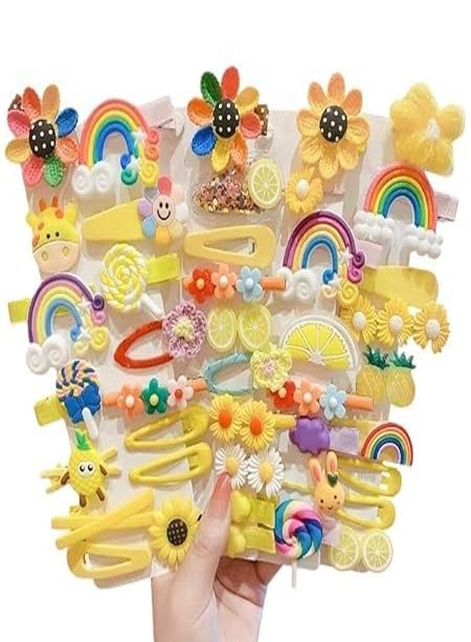 NOBILEA 14-Pcs Girls' Hair Pins/Adorable Baby toddler Hair Clips Featuring Cute Fruit & Cartoon Rainbow Flower Animal Designs – Stylish Hair Accessories for Kids & Women (Yellow) - Image 4