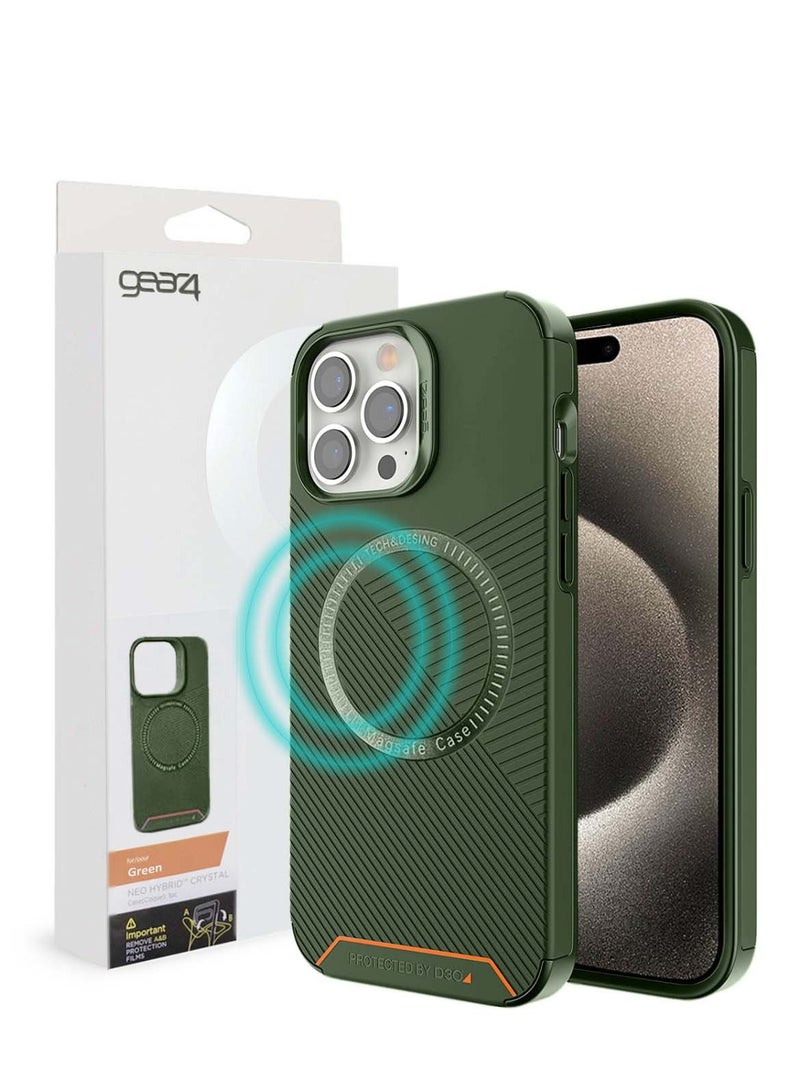 Gear4 Gear4 MagSafe Compatible Case with D3O® Reinforced Back Plate Case Cover for Apple iPhone 15 Pro Max – Green  - Image 1