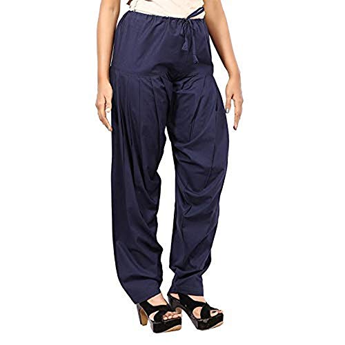 ANARO Navy Blue(Deep Blue) Cotton Regular Fit Patiala Salwar(Pant) For Women (Size 48W X 39L) - Image 3
