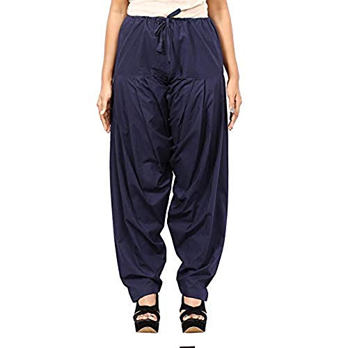 ANARO Navy Blue(Deep Blue) Cotton Regular Fit Patiala Salwar(Pant) For Women (Size 48W X 39L) - Image 1