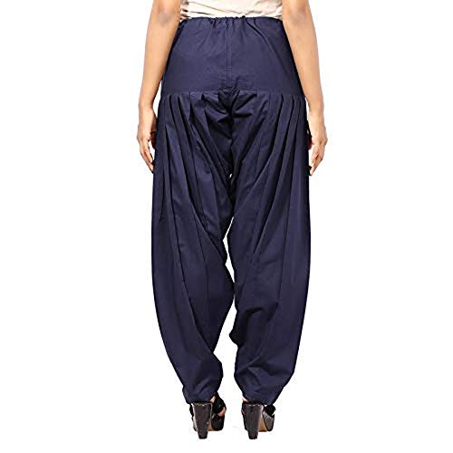 ANARO Navy Blue(Deep Blue) Cotton Regular Fit Patiala Salwar(Pant) For Women (Size 48W X 39L) - Image 2
