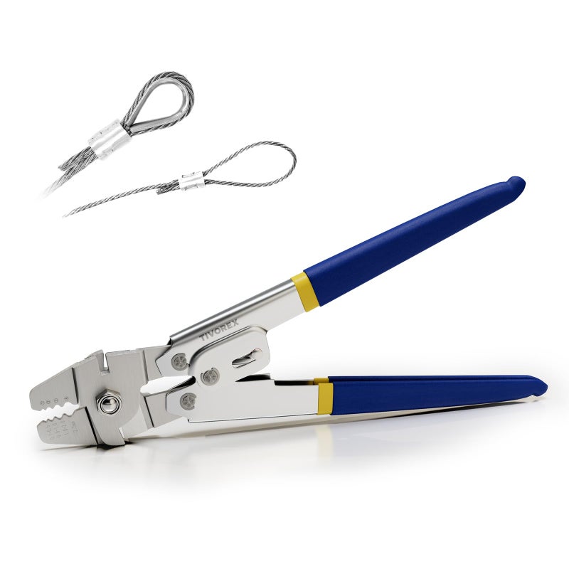 Tivorex Wire Rope Crimping Tool Swager Tool for Aluminum Crimping Loop Sleeves up to 22mm 164in to 332in Stainless Steel Cable Crimper for Cable Crimping and Swaging Projects