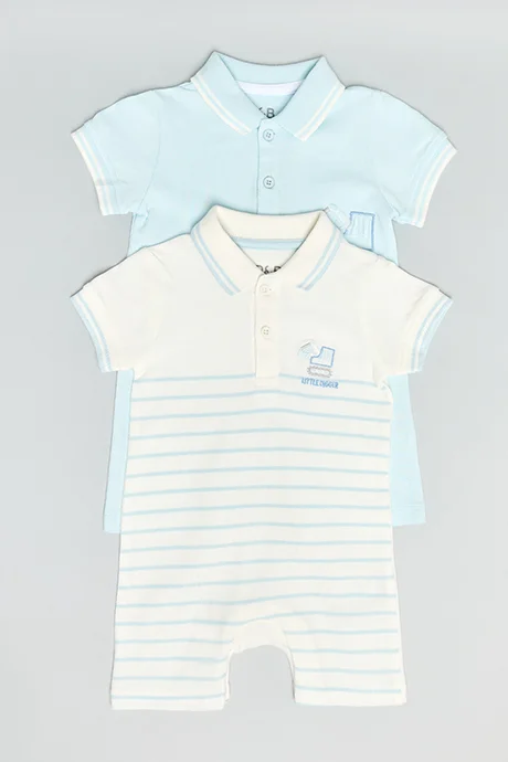 أر أند بي 2 Pack Patterned Collared Bodysuits with Short Sleeves