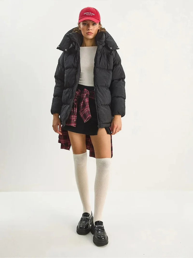 Bianco Lucci LUCCI Oversized Hooded Puffer Coat