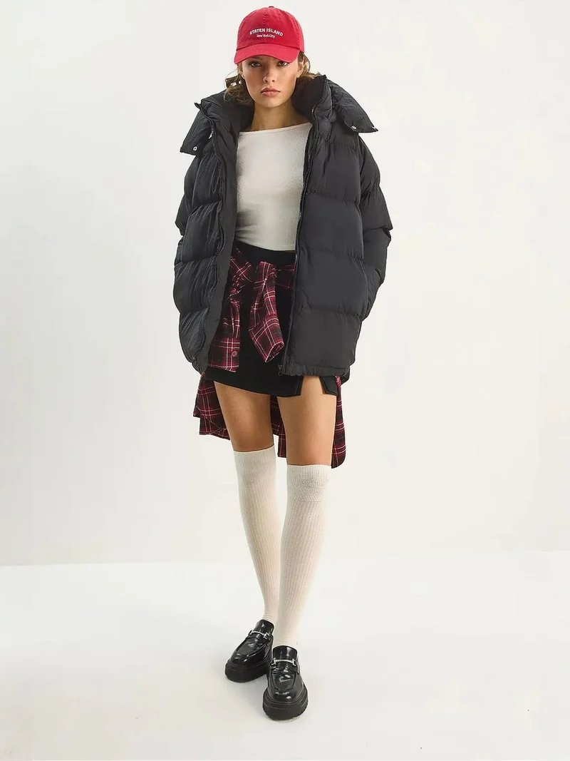 Bianco Lucci LUCCI Oversized Hooded Puffer Coat