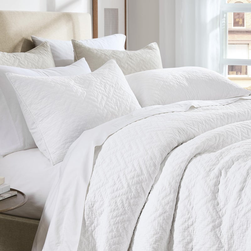 palassio White 100% Cotton Quilt Twin Size Bedding Sets with 1 Pillow Sham, Lightweight Textured Farmhouse Country Bedspread Soft Shabby Chic Patterned Coverlet for All Season, 2 Pieces - Image 4