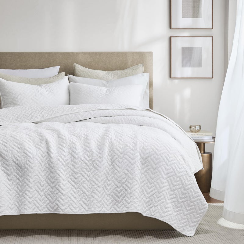 palassio White 100% Cotton Quilt Twin Size Bedding Sets with 1 Pillow Sham, Lightweight Textured Farmhouse Country Bedspread Soft Shabby Chic Patterned Coverlet for All Season, 2 Pieces - Image 1