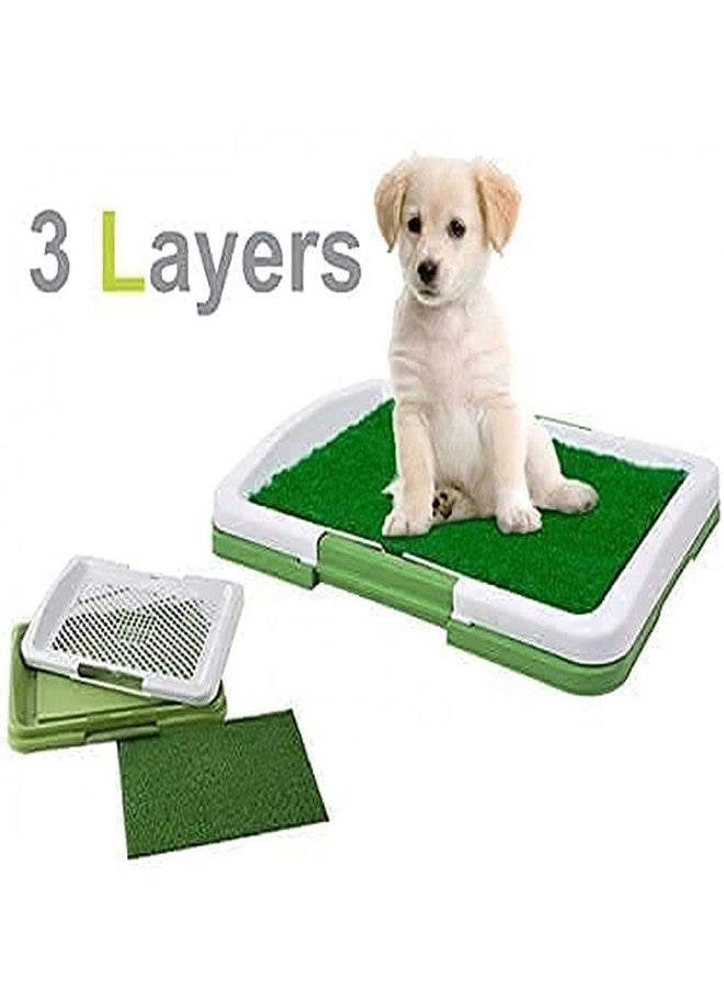 Mishrit Indoor Dog Potty Grass Pad||Puppy Potty Training Artificial Grass Mats||Dog Fake Grass Pee Pad with Tray||Reusable 3 Layered Dog Potty Trainer||Easy to Clean(Pack of 1). - Image 3