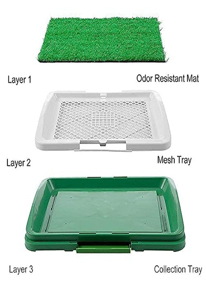 Mishrit Indoor Dog Potty Grass Pad||Puppy Potty Training Artificial Grass Mats||Dog Fake Grass Pee Pad with Tray||Reusable 3 Layered Dog Potty Trainer||Easy to Clean(Pack of 1). - Image 4