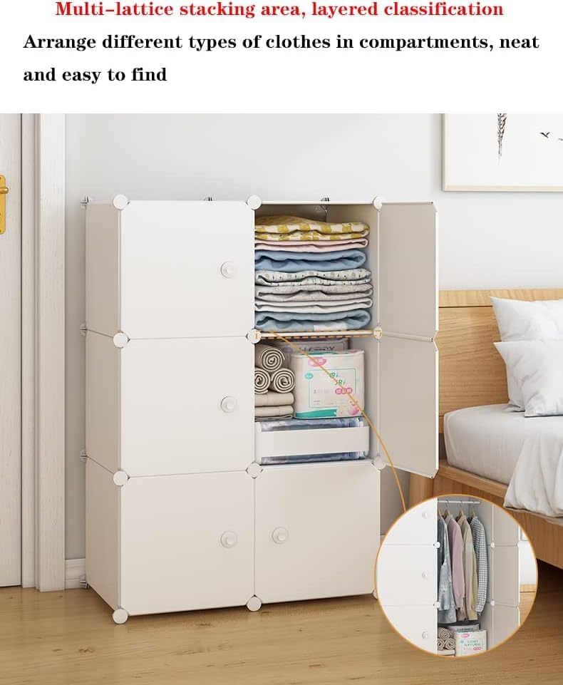 ELINDOR 8-Door Kids Plastic Wardrobe for Clothes | Baby Almirah Plastic Cupboard for Storage | Collapsible Foldable Kids Cupboard Organizer with Shelves for Toys & Clothing (HJ1 - White, 6-Door) - Image 4