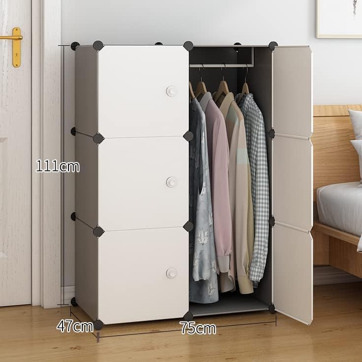 ELINDOR 8-Door Kids Plastic Wardrobe for Clothes | Baby Almirah Plastic Cupboard for Storage | Collapsible Foldable Kids Cupboard Organizer with Shelves for Toys & Clothing (HJ1 - White, 6-Door) - Image 2
