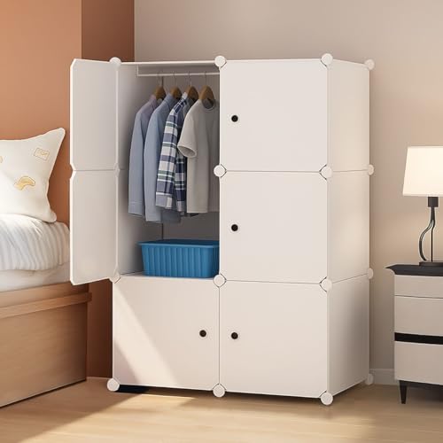 ELINDOR 8-Door Kids Plastic Wardrobe for Clothes | Baby Almirah Plastic Cupboard for Storage | Collapsible Foldable Kids Cupboard Organizer with Shelves for Toys & Clothing (HJ1 - White, 6-Door) - Image 1