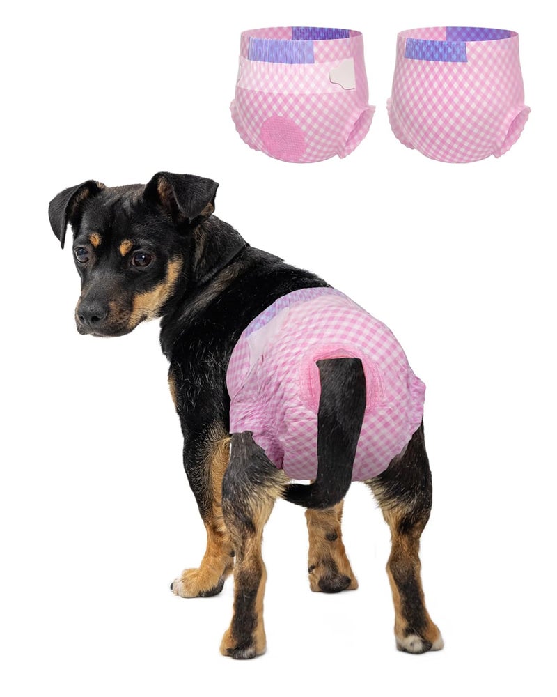 Pet Soft Doggy Diapers Female - Disposable Dog Diapers for Girl Puppies Cats, Incontinent Pink Diapers 12 pcs for Pets with Adjustable Tail Hole Cute (1-S, Pink) - Image 1