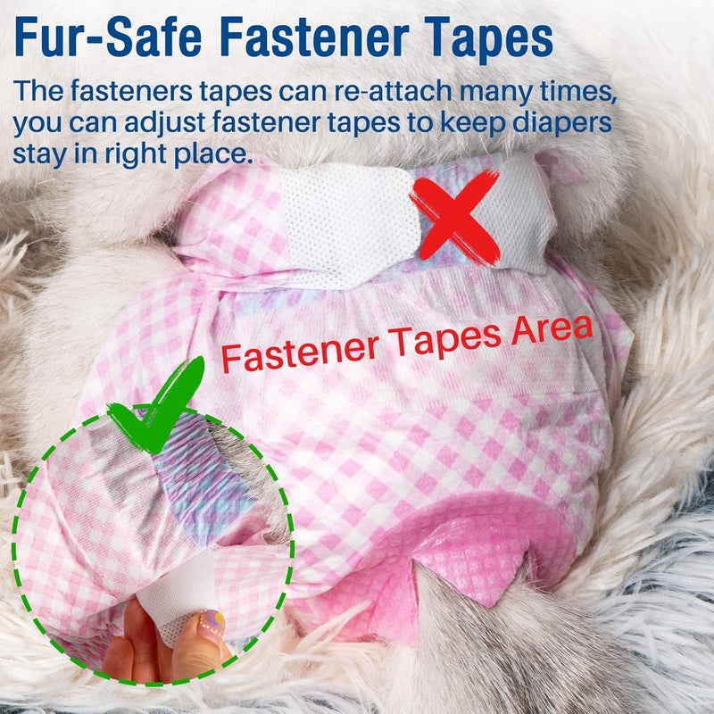 Pet Soft Doggy Diapers Female - Disposable Dog Diapers for Girl Puppies Cats, Incontinent Pink Diapers 12 pcs for Pets with Adjustable Tail Hole Cute (1-S, Pink) - Image 5