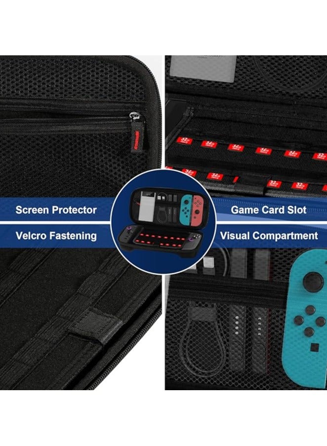 erorex Large Lenovo Legion Go Carrying Case, Handheld Portable Hard Case for Chargers, Cables, External Hard Drive, Large Power Bank, and 16 Game Cartridges (Black) - Image 2