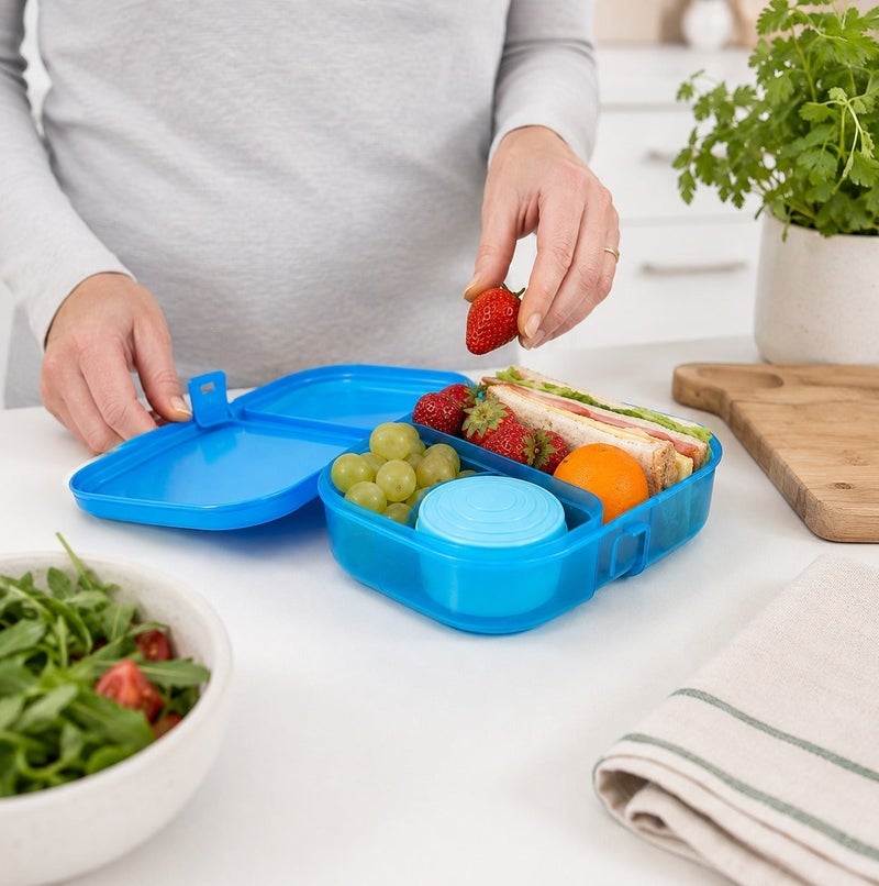 Sistema Ribbon Lunch Box 1.1 Liter Blue, BPA Free Lunch Container with Secure Easy-Lock Closure for Sandwiches, Snacks & Meal Prep, Reusable Food Storage Box for School, Office, Made in New Zealand - Image 3