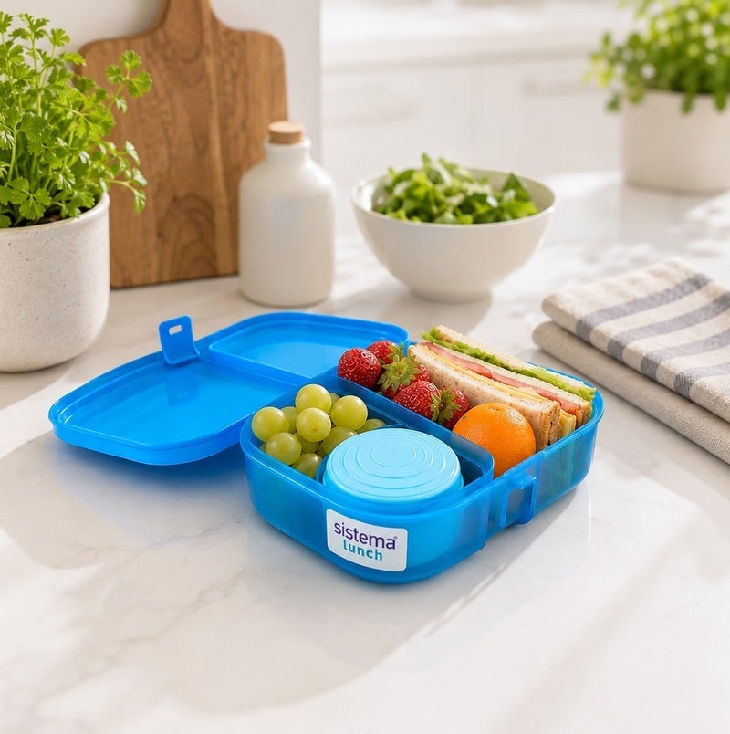 Sistema Ribbon Lunch Box 1.1 Liter Blue, BPA Free Lunch Container with Secure Easy-Lock Closure for Sandwiches, Snacks & Meal Prep, Reusable Food Storage Box for School, Office, Made in New Zealand - Image 5