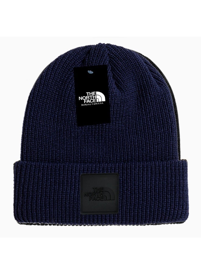The North Face Navy Ribbed Knit Beanie – Warm Branded Winter Hat for Outdoor & Daily Wear 596Size