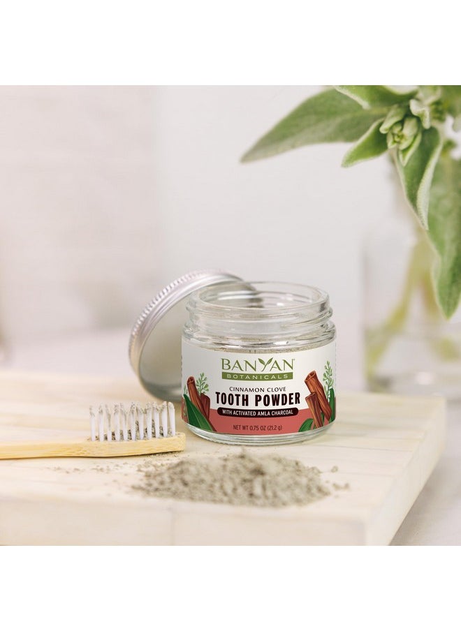 Banyan Botanicals Cinnamon Clove Tooth Powder - Ayurvedic Fluoride-Free Toothpaste Alternative with Miswak & Activated Charcoal from Amla - 0.75oz, 80+ Uses - Non GMO Sustainably Sourced Vegan