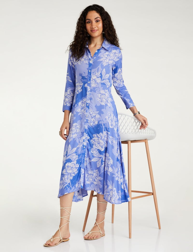 Biba Women's Blue Straight Rayon Printed Dress - Image 2