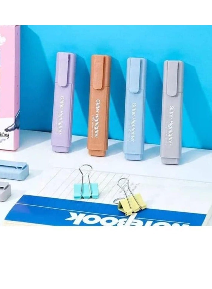 طقم قلم تحديد الوان  الاقلام المظهر الجليتر  الأقلام المختلفة العلبة: 8 اقلام - Image 2