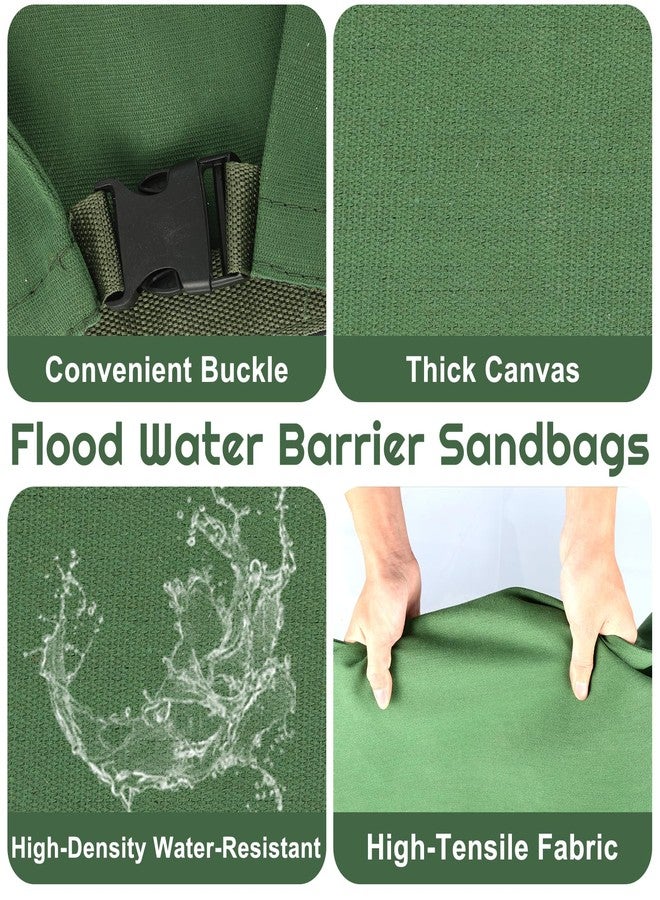 Hlimior Flood Water Barrier Sand Bags, 4 Pcs Thickened Canvas Sand Bags Barriers for Flooding Reusable Flood Protection Sandbags with Buckle for Home Door Window Basement Garage to Prevent Rain Wind - Image 4