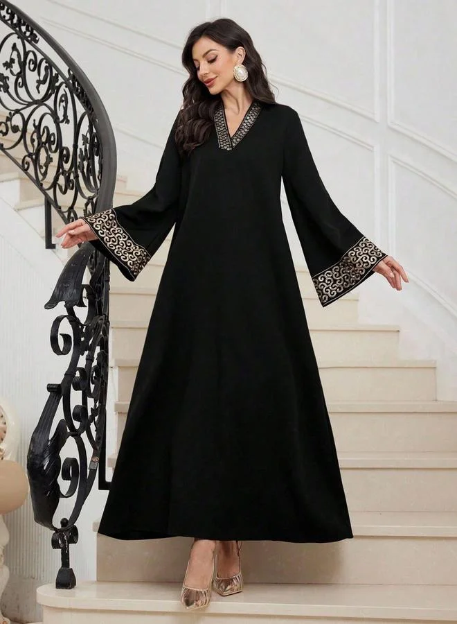 Take Two Women Black Embroidered A-Line Jalabiya