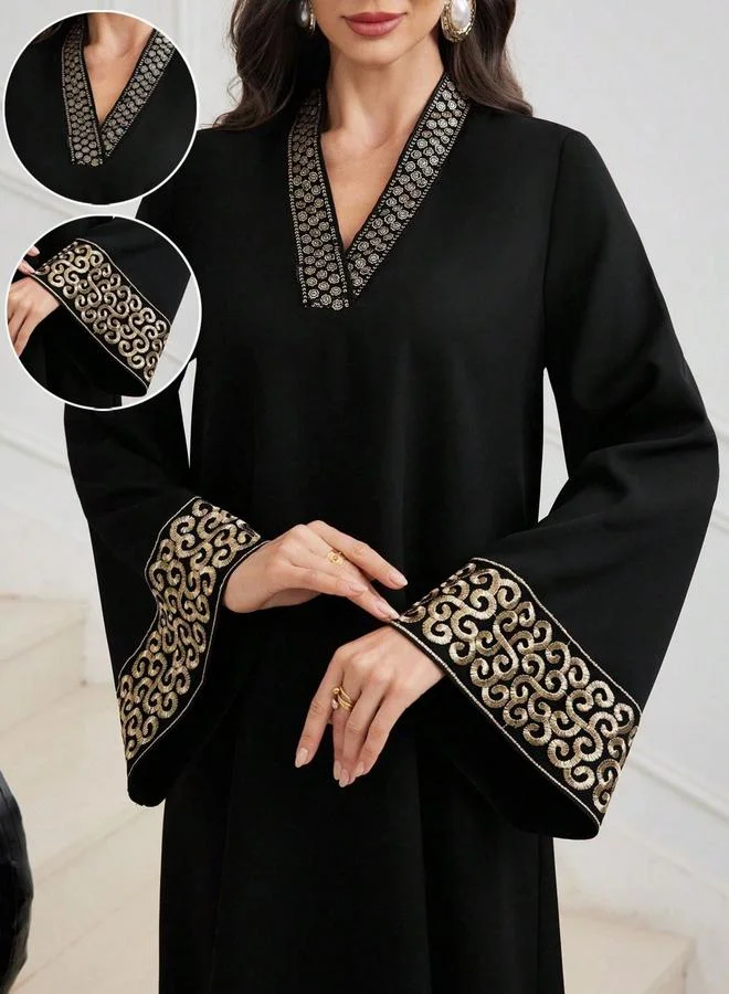 Take Two Women Black Embroidered A-Line Jalabiya