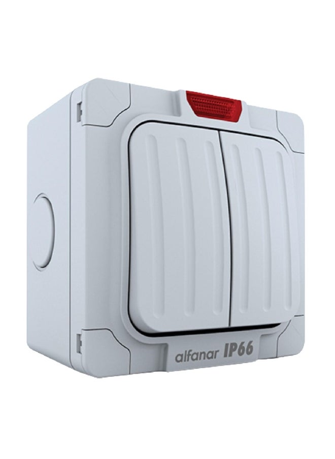 AL FANAR 20A 2-Gang Heavy Duty Thermoplastic Dual Way Switch White WB218 