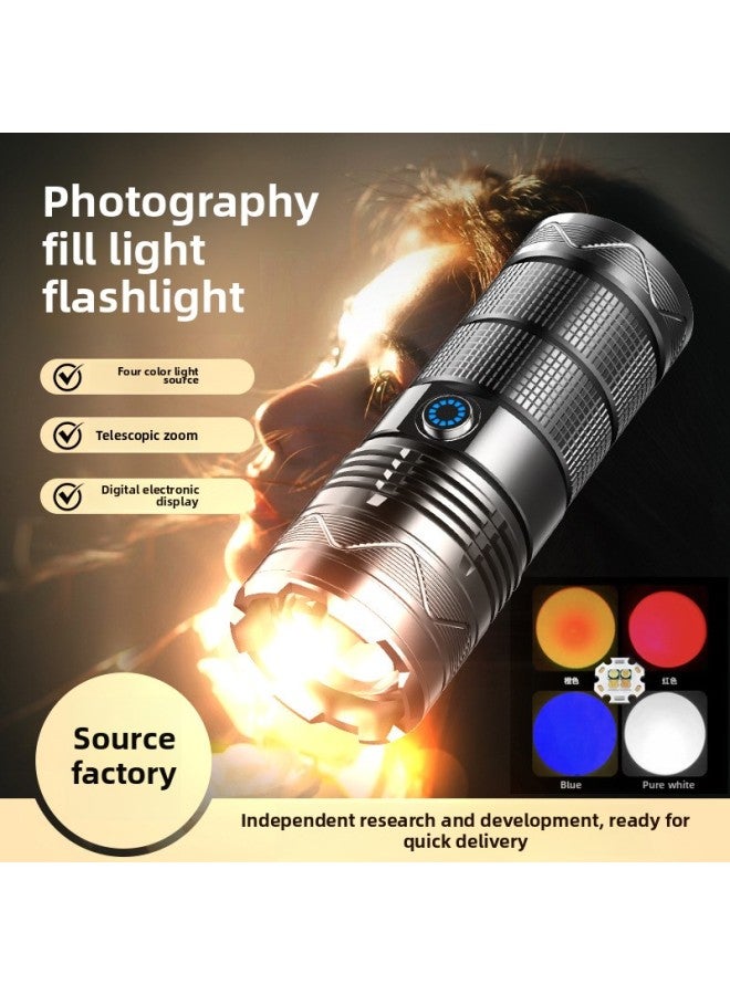 Photography Lamp Four Light Source Lighting Fill Light Telescopic Zoom Flashlight Atmosphere LCD Digital Camera Flashlight-Product Specifications:Flashlight + Magnetic Lampshade + 7 Graphics (remark Number For Your Choice)  - Image 2