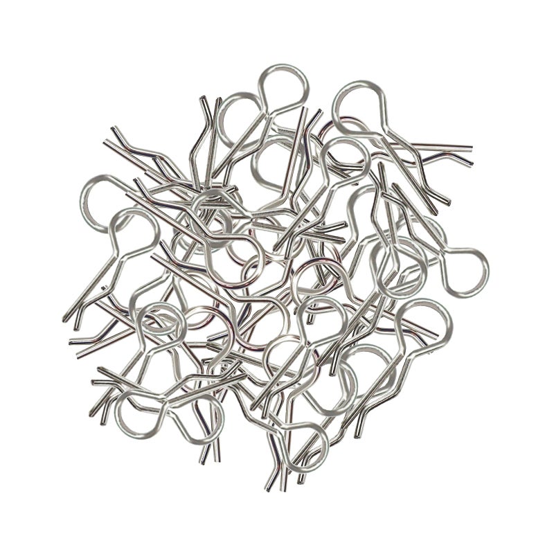 RC Lelut 100pcs Universal RC Body Clips Pins for All 1/8 1/10 1/12 Scale Traxxas Redcat HPI Himoto HSP Exceed RC Car Truck Crawler (Silver) - Image 1