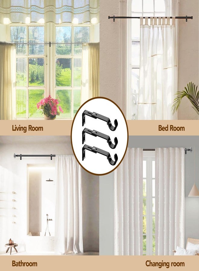 wayolte Adjustable Brackets for 1 or 7/8 Inch Curtain Rod,Heavy Duty Black Curtain Rod Holders Single Curtain Rod Hanging Hardware Wall Mount Bracket Drapery Hooks Fix Rod Pole Support,Set of 3 - Image 5