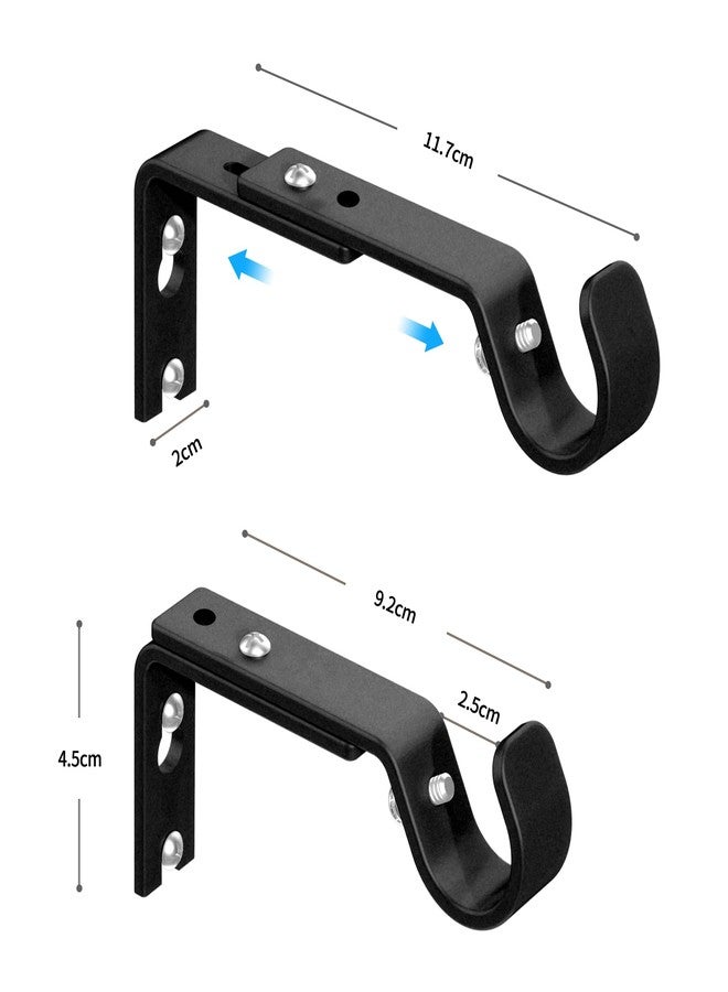 wayolte Adjustable Brackets for 1 or 7/8 Inch Curtain Rod,Heavy Duty Black Curtain Rod Holders Single Curtain Rod Hanging Hardware Wall Mount Bracket Drapery Hooks Fix Rod Pole Support,Set of 3 - Image 2