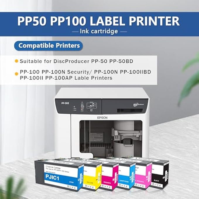 C13S02A9991 C13S020449 INK CARTRIDGES 6 COLOR SET FOR DISCPRODUCER PP-100 PP-50 IN RETAIL PACKAGING (BLACK, CYAN, MAGENTA, YELLOW, LIGHT CYAN, LIGHT MAGENTA, 6 PACK) - Image 3