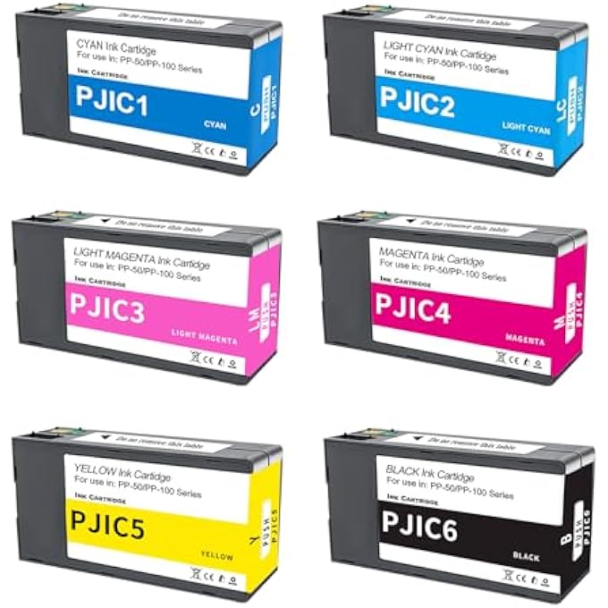 C13S02A9991 C13S020449 INK CARTRIDGES 6 COLOR SET FOR DISCPRODUCER PP-100 PP-50 IN RETAIL PACKAGING (BLACK, CYAN, MAGENTA, YELLOW, LIGHT CYAN, LIGHT MAGENTA, 6 PACK) - Image 1