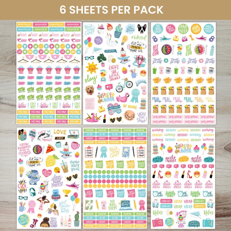 Bloom Daily Planners Productivity Stickers - Variety Sticker Pack - Six Sticker Sheets Per Pack! - Image 2