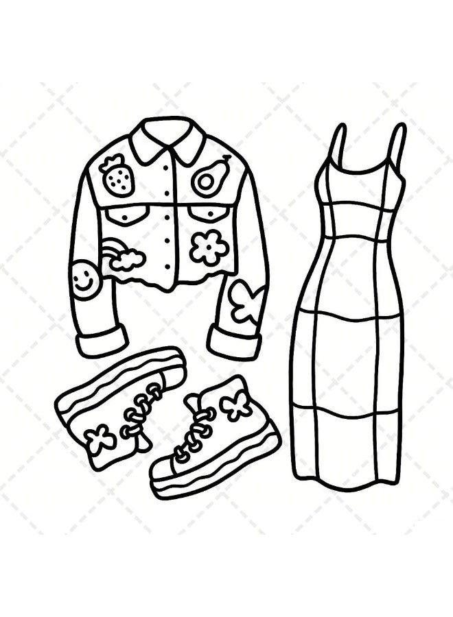 أجواء الموضة: كتاب تلوين للكبار والمراهقين، تصميمات جريئة وسهلة للاسترخاء مع ملابس جذابة (تلوين جريء وسهل) - Image 5