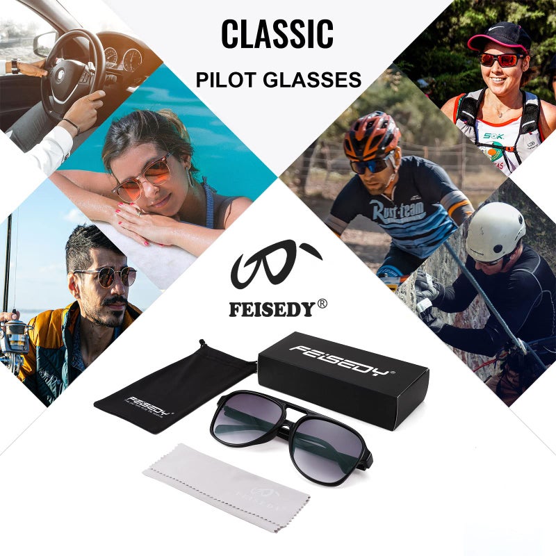FEISEDY FEISEDY Vintage Retro 70s Plastic Aviator Sunglasses Women Men Classic Large Squared Frame B2751  - Image 5