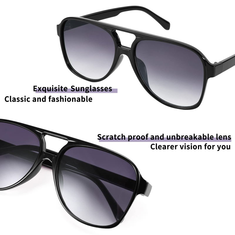 FEISEDY FEISEDY Vintage Retro 70s Plastic Aviator Sunglasses Women Men Classic Large Squared Frame B2751  - Image 3