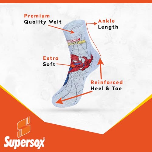 Supersox Disney Character Ankle Length Socks Collection for Men Pack of 5 (Free Size) (Disney Spiderman Style 3) - Image 3