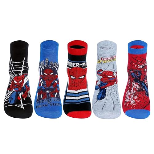 Supersox Disney Character Ankle Length Socks Collection for Men Pack of 5 (Free Size) (Disney Spiderman Style 3) - Image 1