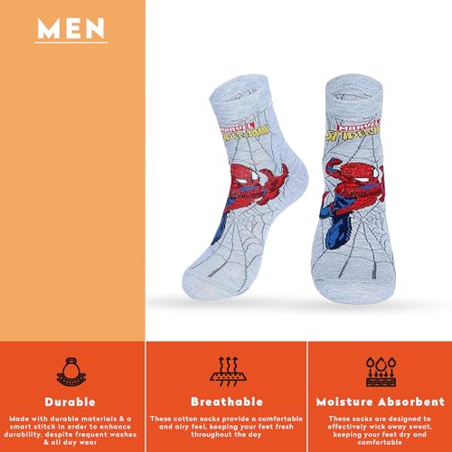 Supersox Disney Character Ankle Length Socks Collection for Men Pack of 5 (Free Size) (Disney Spiderman Style 3) - Image 4