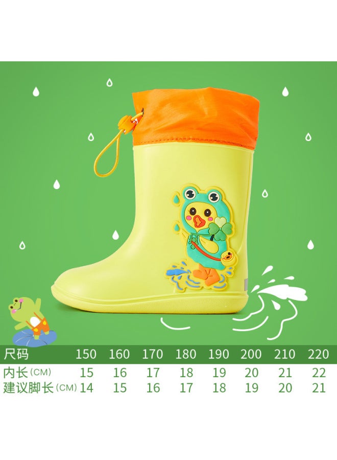 Lemon Baby Kidsren's Rain Boots Pvc Three-color Cartoon Stereo Drawstring Non-slip Bottom Rain Boots Primary School Students Rain Boots